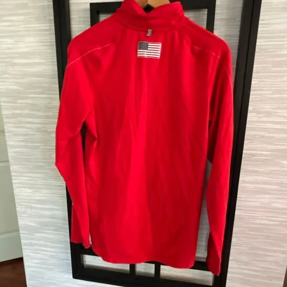 Nike running dry-fit red USA American flag quarter zip athletic mock turtleneck